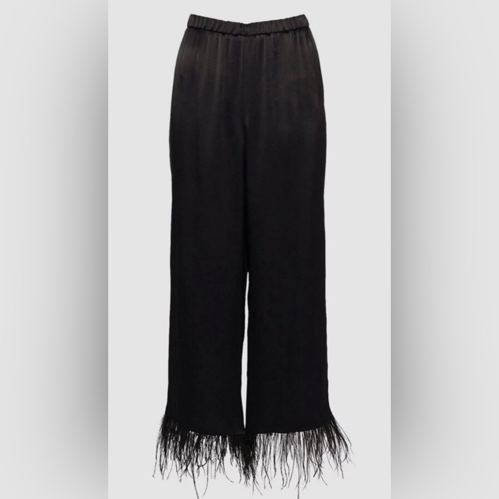 Karen Millen Black Wide Leg Fringe Pants